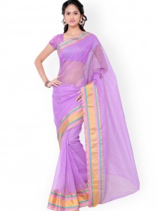 7 Colors Lifestyle Lavender Supernet and Dupion Traditional Saree